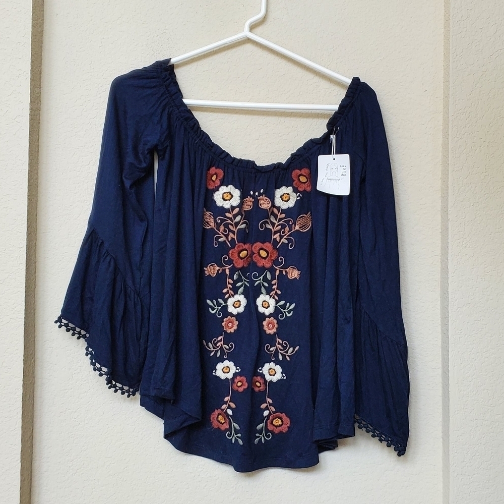 Altar'd State Bell Sleeves Embroidered top. Size S